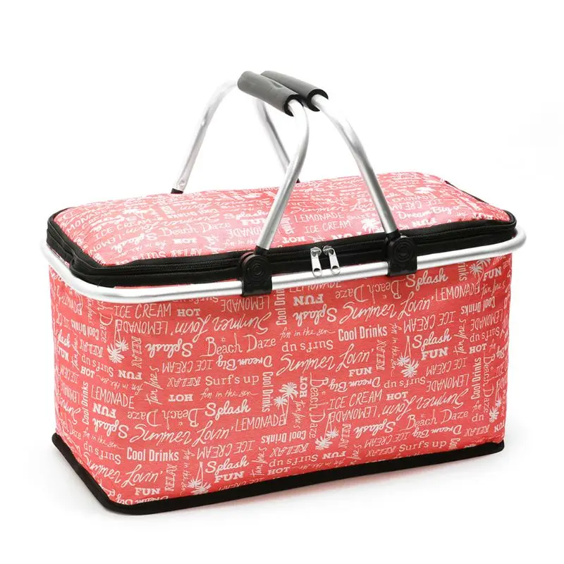 29L Large Capacity Insulated Picnic Basket BBQ Drinks Cooler Bag Collapsible Case for Family Outdoor TravelDescription