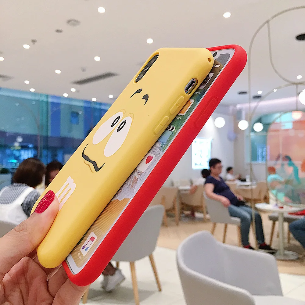 Мультяшный милый детский губчатый чехол для iPhone 11 Pro X XS MAX XR 6 S 7 8 Plus силиконовый