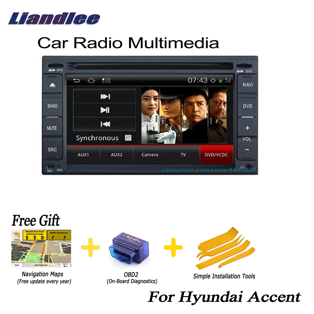 Liandlee 2 Din Car Android GPS Navi Navigation Maps For Hyundai Accent 2006~2010 Radio CD DVD Player Audio Video Stereo OBD2 TV |