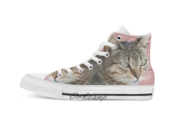 

Stunning Tabby Cat Close Up Portrait Vector Custom Casual High Top lace-up Canvas shoes sneakers Drop shipping