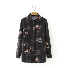 

Vintage Women Digital Printing Loose Shirt Female Long Sleeve Blouse Casual Lady Turndown Collar Tops Blusas S8783