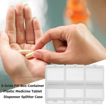 

Desktop Storage Box Sundries Container Portable 6 Grids Pill Drug Box Plastic Transparent Medicine Tablet Dispenser