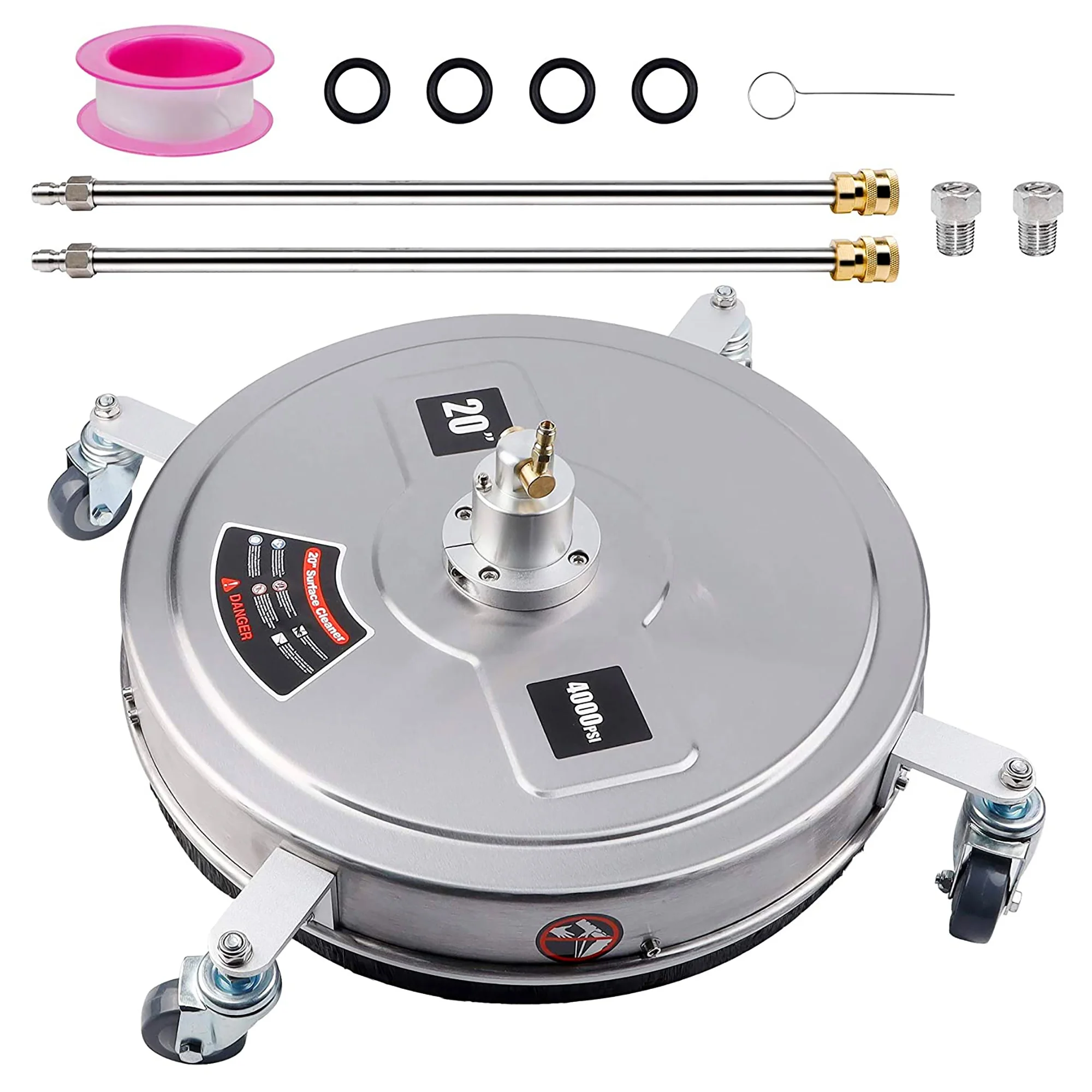 20 인치 휴대용 물 고압 청소기 표면 클리너, 테라스 진입로 데크 사이드 워크 압력 세척기 4000PSI