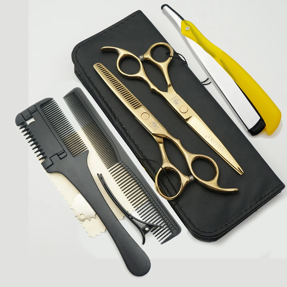 Хит 6,0 дюймов ножницы для стрижки волос высокое качество, Изысканные домашние ножницы для волос набор парикмахерских ножниц ножницы для волос - Цвет: 1 set