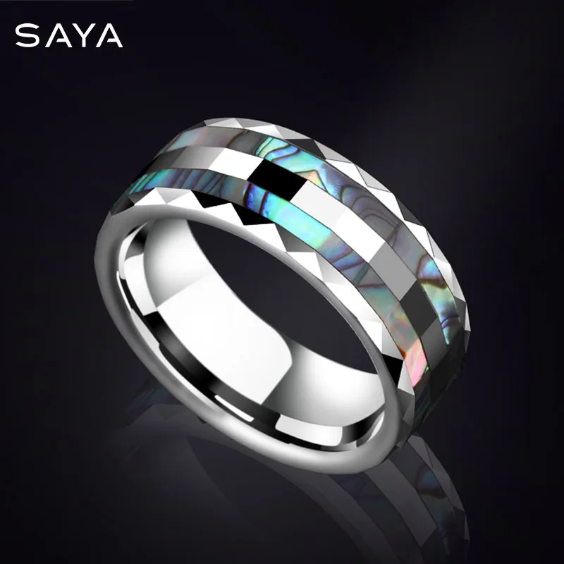 Couple Tungsten Rings Inlay Personalized Shell for Wedding Engagement,Jewelry for Man and Woman,Free Shipping,Customized