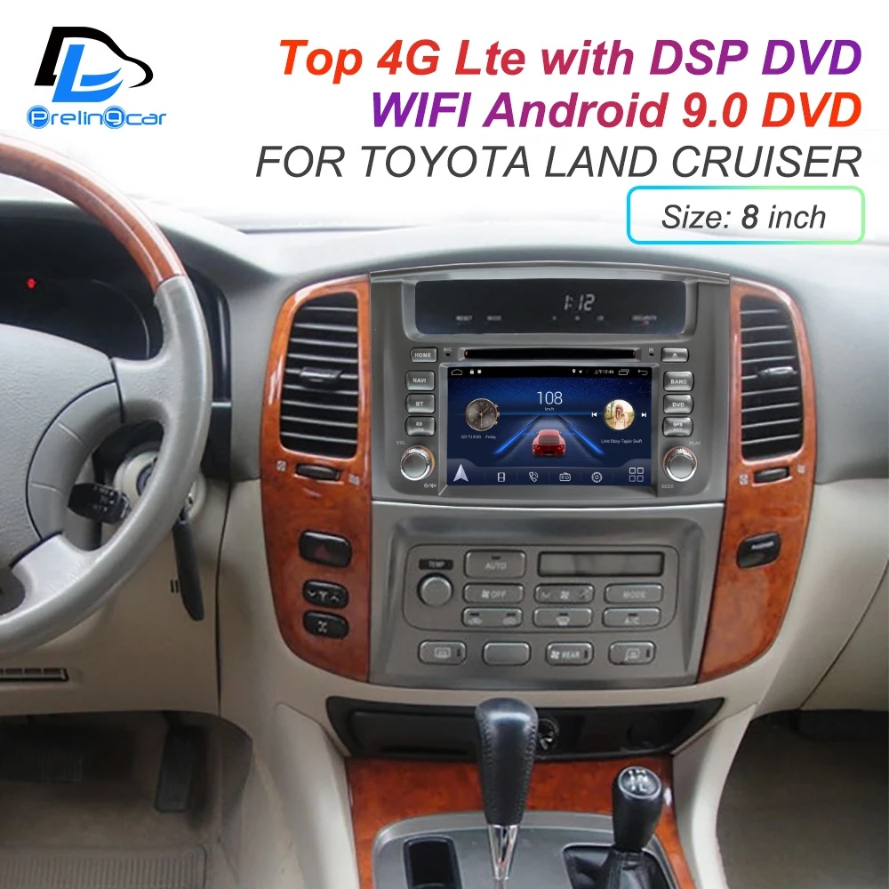 Top IPS  touch screen DSP Android 9.0 2 DIN 4g Lte radio For TOYOTA Land Cruiser 2015-2017 years GPS DVD player stereo navigation 6