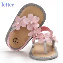 

New Baby Girl Sandals Girl Flower Pears Soft Sole Baby Shoes Newborn Prewalker Summer Girls Princess Sandals