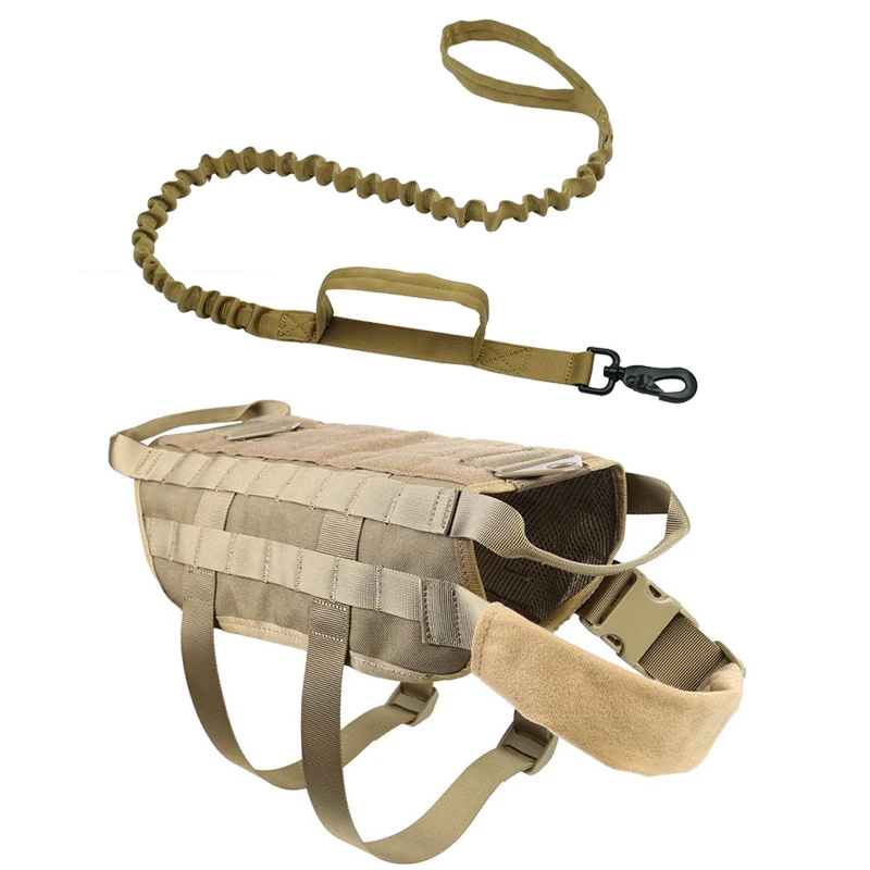 Harness Muddy Поводок для собак жилет с поводком регулируемый нейлоновый, военный, тактический Хаунд К9 тренировочный патруль для маленьких средних больших собак овчарка - Цвет: Harness Muddy