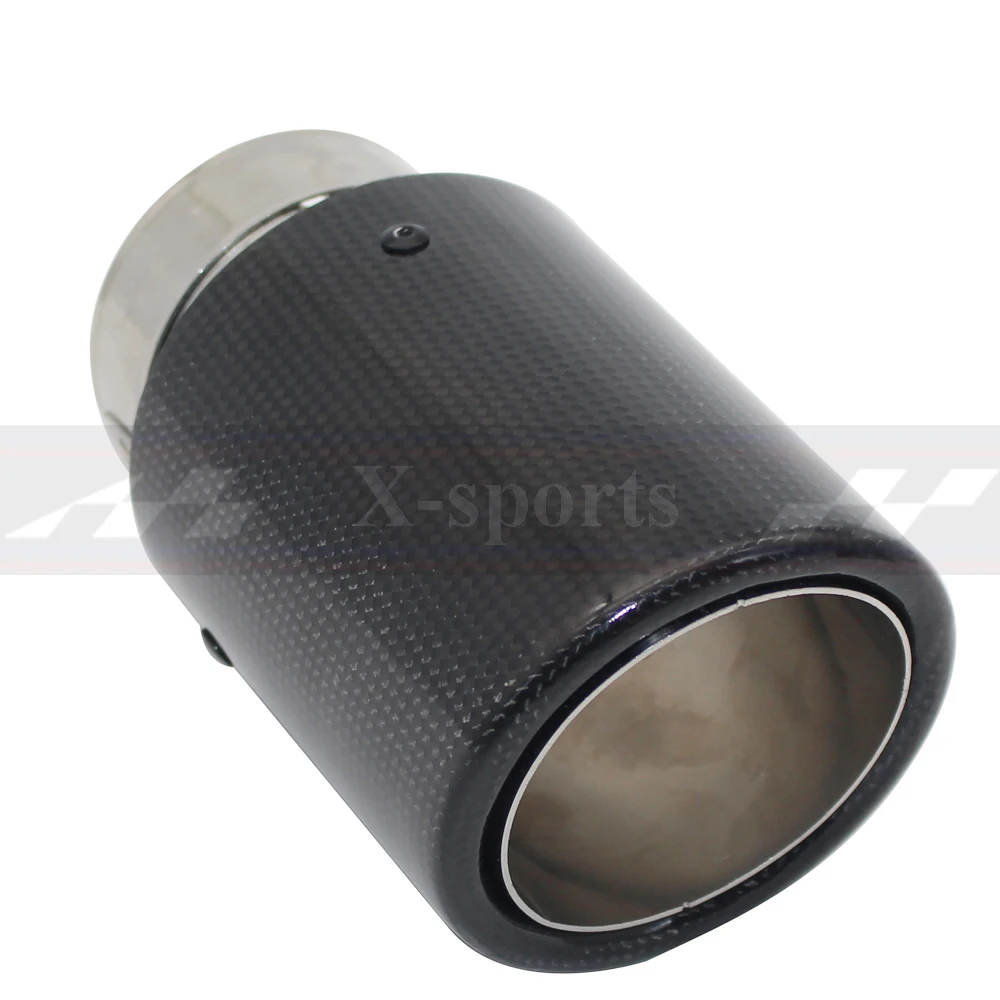 Car Carbon Fibre Glossy Exhaust System Muffler Pipe Tip Straight Universal Silver Stainless Mufflers Decorations For Akrapovic | Автомобили
