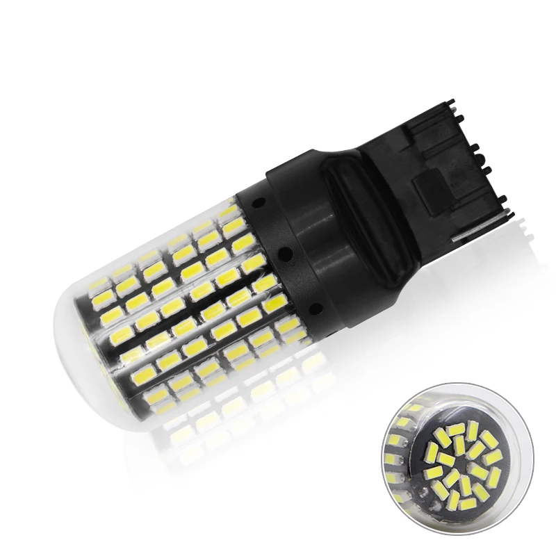 2 шт. T20 7440 W21W светодиодный лампы 3014 чипы 144 SMD белые светодиодные лампы для автомобилей авто тормоз стоп-сигнала обратный поворот сигнальных огней