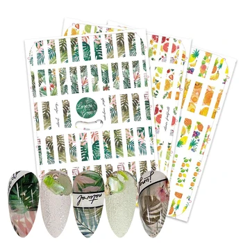 

1 sheet Summer 3D Nail Sticker Fruits Flowers Leaves Decals Adhesive Stickers Woman Face Foil Manicure Wrap 2020 Accessory