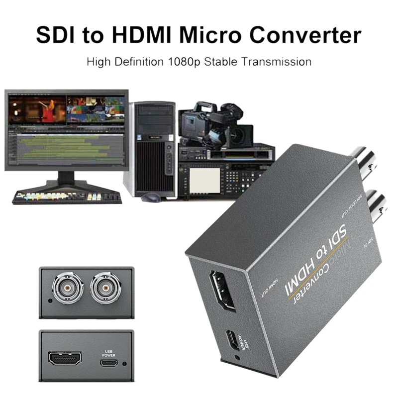 Адаптер микро конвертер SDI в HDMI с питанием Mini HD адаптер для видеосъемки аудио и