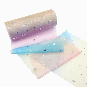 

7.5cm 10yards Shinning Star Glitter Rainbow Tulle Rolls For Wedding Party Baby Shower Tutu Skit Yarn Ball Table Decoration