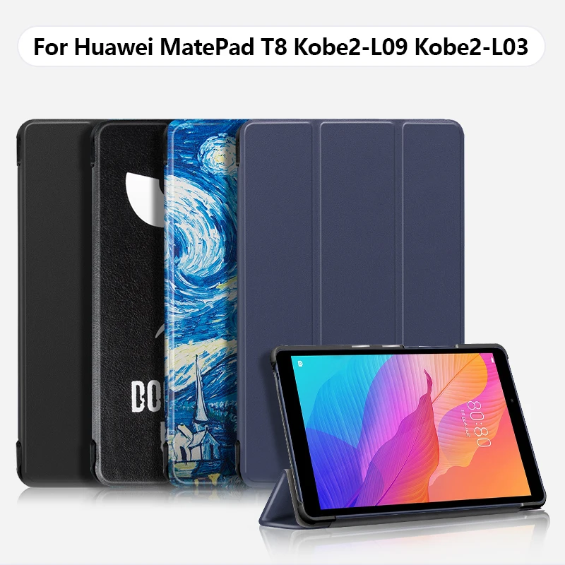 Slim Leather Case for Huawei MatePad T8 Kobe2-L09 Kobe2-L03 Magnetic Cover 8 inch Tablet funda capa+film | Компьютеры и офис
