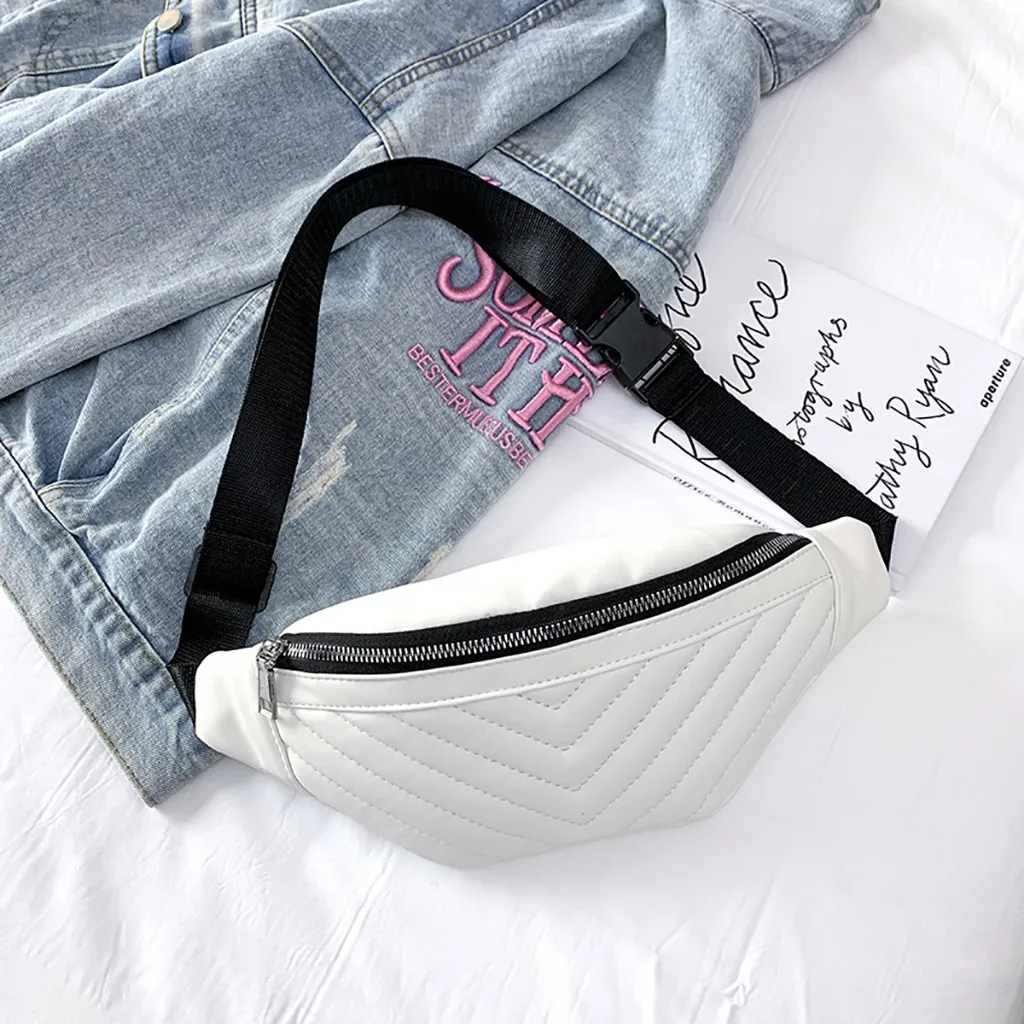 Женская Кожаная поясная сумка одноцветная Спортивная уличная кожаная простая