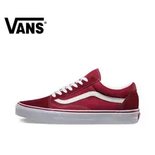 VANS OLD SKOOL/Мужская и женская обувь для скейтбординга; классический стиль; низкая модная парусиновая удобная обувь без шнуровки; Красные кроссовки для отдыха