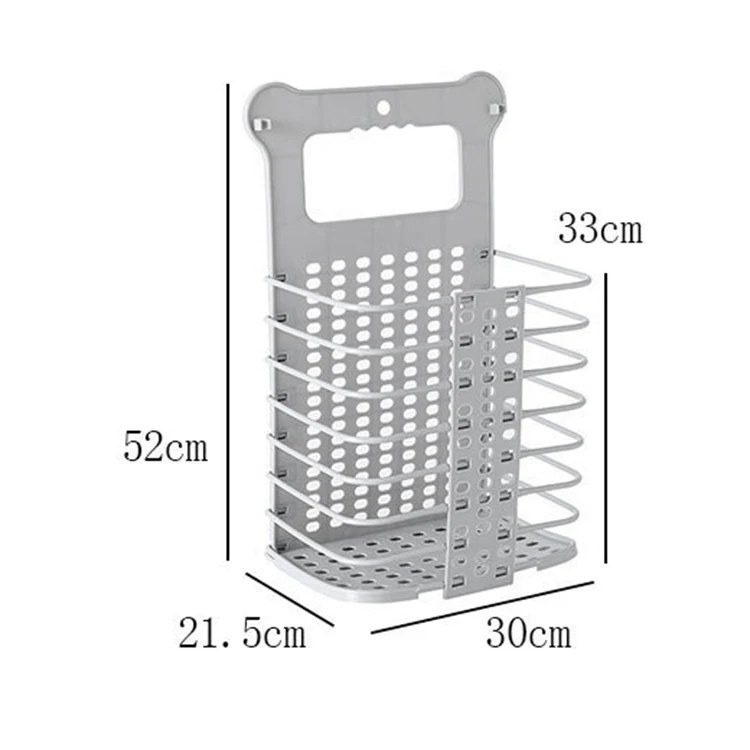 2Pack Collapsible Storage Basket, Can Be Hanged with Handle, Convenient Folding Hamper, with 2 Hooks, Gray