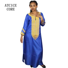 Африканская мода дизайн мягкий шелк материал вышивка дизайн платье длинное платье A226