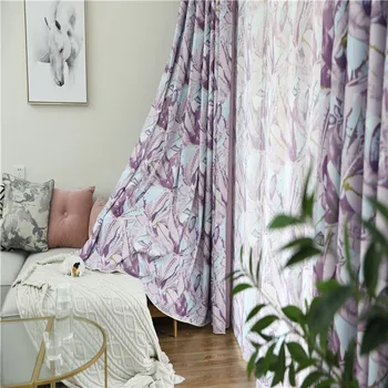 

Hemp Printing Fan Blades Shading Curtains for Living Dining Room Bedroom.