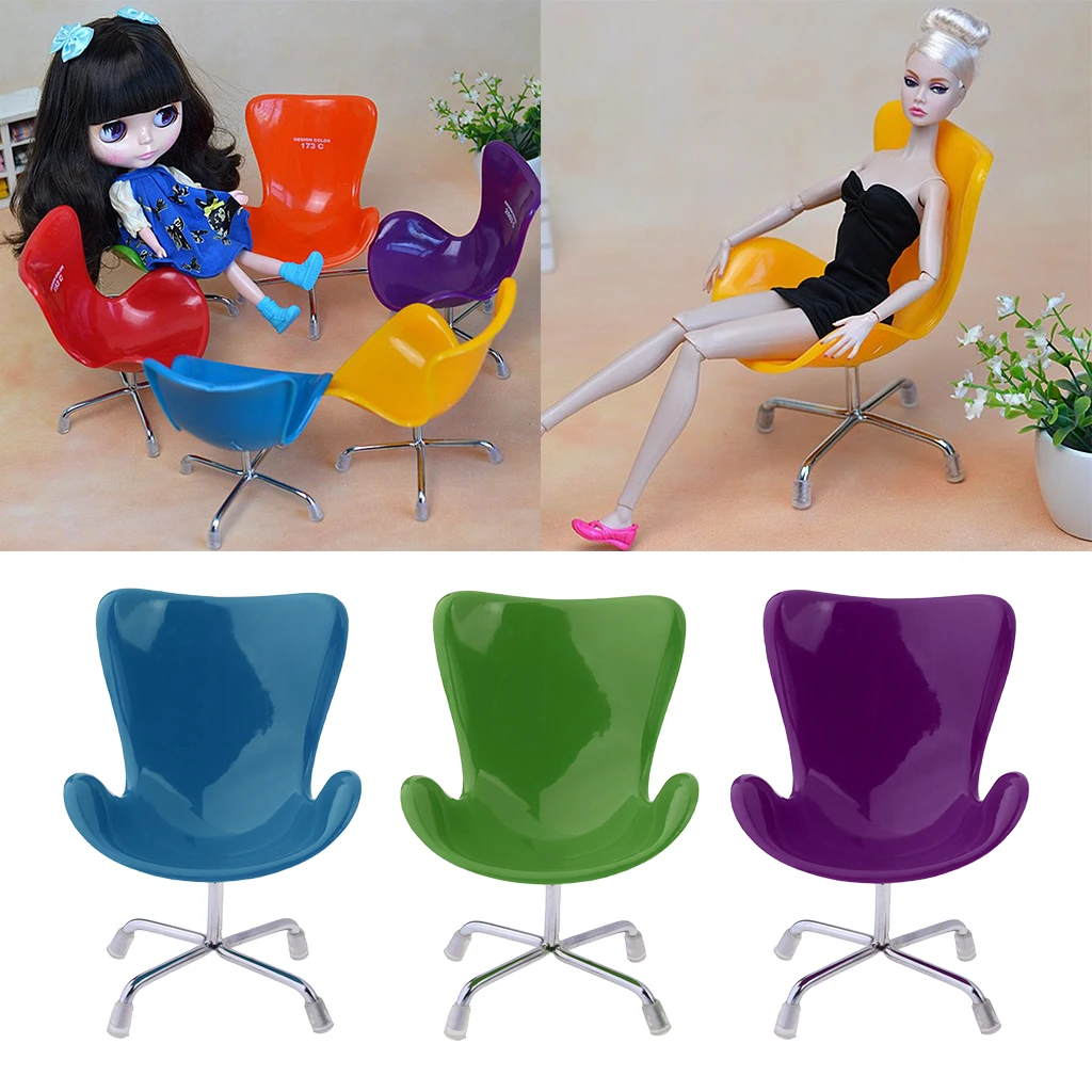 1/6 Dolls House Miniature Furniture Swan Chair Office Chair for Blythe   Accessories