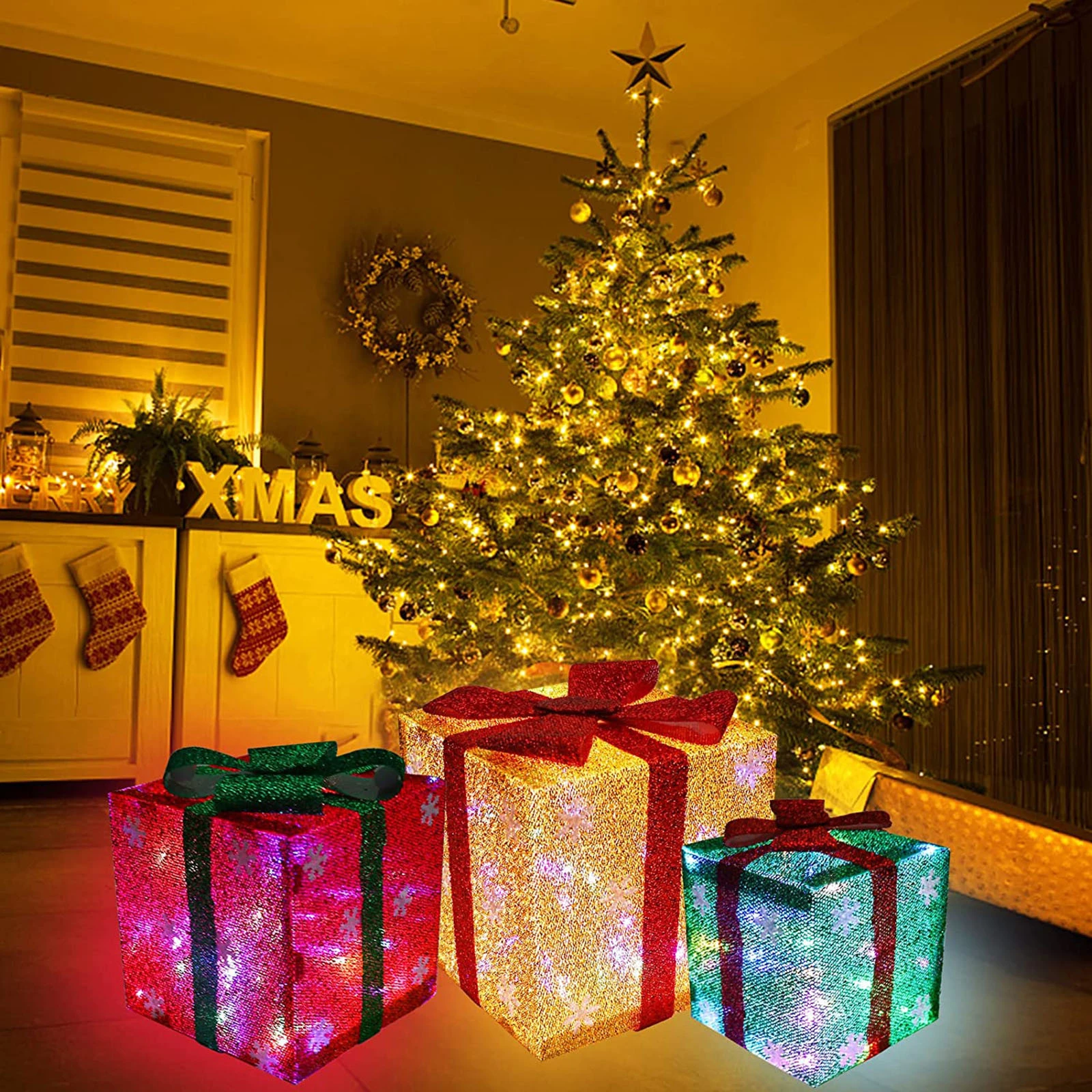 Caixas de presente iluminadas interior ao ar livre decorações de natal para  árvores de natal varanda decoração de casa idéia decorações de natal|Bar e  gabinete de vinho| - AliExpress