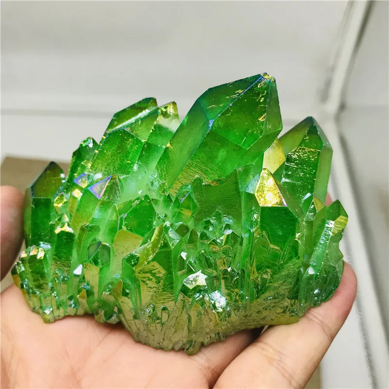150-350 г редкие красивые зеленые пламени halo кварцевые кристаллы Кластерные образцы