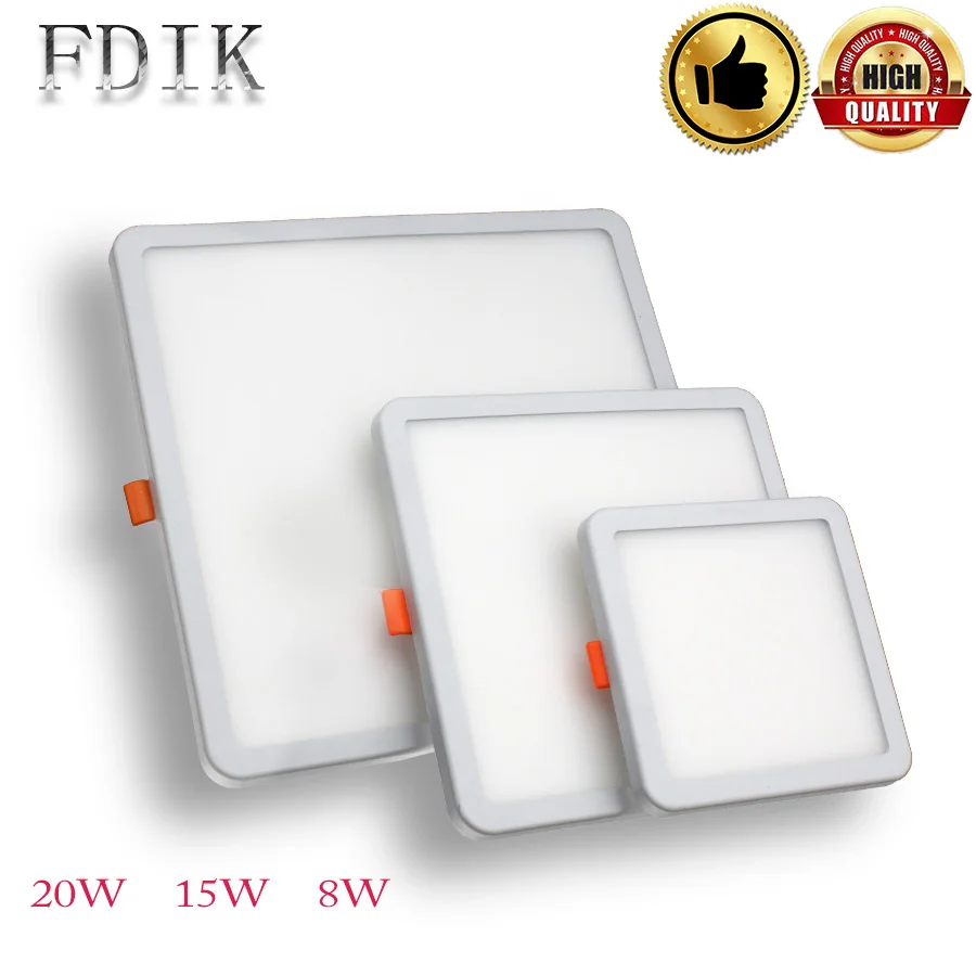 

DINGDIAN LED Ultra thin Panel Lights Recessed Downlight 6W 8W 15W 20W 220V Square Round Panel lamp Office Lamp White/Warm white