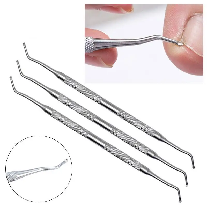 1Pc Nail Art Dual End Stainless Steel Dirt Remove Cleaning Stick Toenail Ingrown Correction File Manicure Pedicure Tool | Красота и