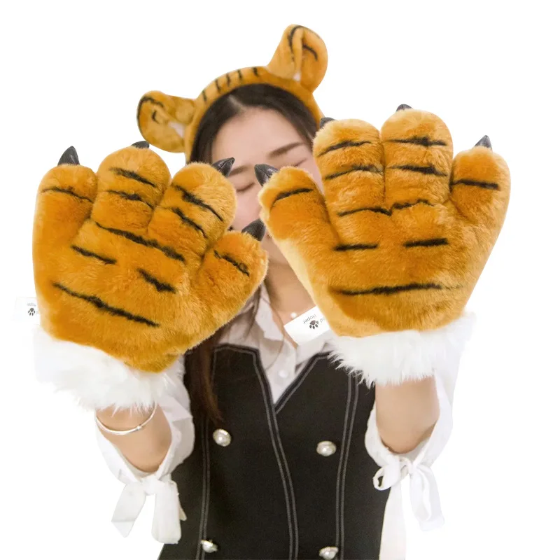 Милые мягкие плюшевые перчатки в виде животных, плюшевая повязка на голову, креативные детские игровые игрушки, перчатки в виде лапы, костюм для косплея на Хэллоуин