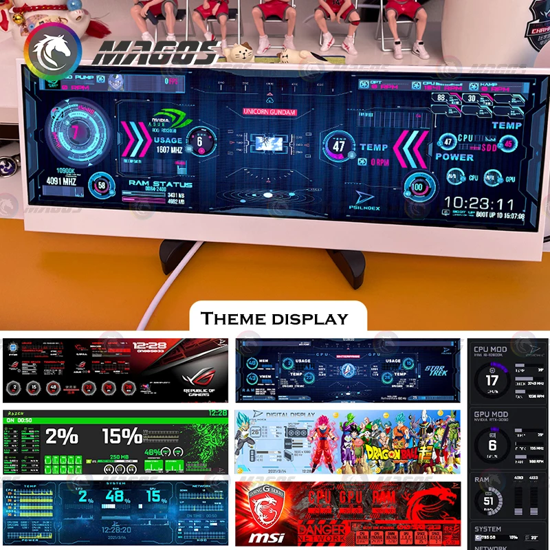 DIY 14 Inch Secondary Dual Screen 3840x1100 Monitor USB For Game Cabinet 4K HDMI ASUS Computer Aida64 Display 3.5mm Audio Port | Компьютеры
