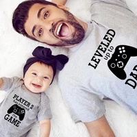 Leveled Up To Daddy Player 2 Has Entered The Game Funny Family Matching Clothes Cotton Daddy and Me Tshirt Father's Day Gift 2