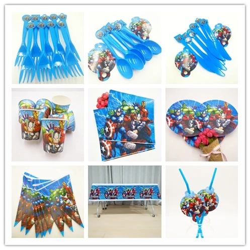 Superhero 82pcs 82pcsAnna принцессы «Эльзы» и «Микки Мышь супергерой», «Миньоны» для мальчиков, аксессуары для маленькой девочки на день рождения предметы для вечеринки, сувениры комплект - Цвет: Superhero 82pcs
