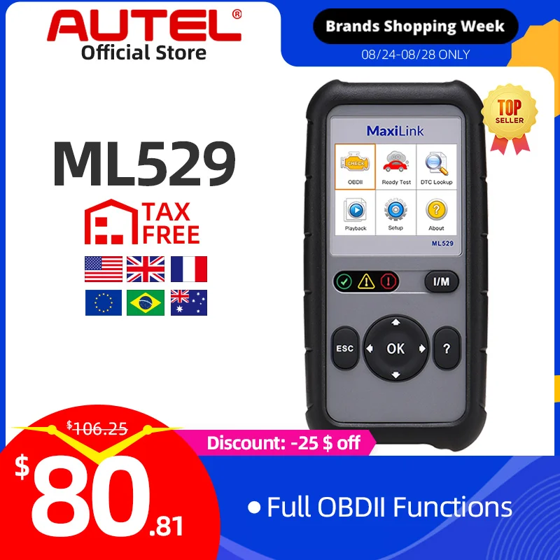 Autel MaxiLink ML529 OBD2 сканер автомобильный диагностический инструмент OBD 2 EOBD