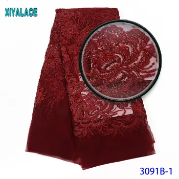 

Luxury Fabric African Bridal Beads Lace Fabric High Quality 3d Handmade Beads Lace For Wine African Lace Fabric 2091b