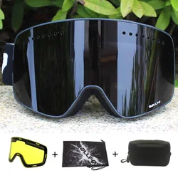Magnetic Double Layers Lens Ski Goggles Masks Anti-fog UV400 Snowboard Goggles Ski Glasses Eyewear for men women with case