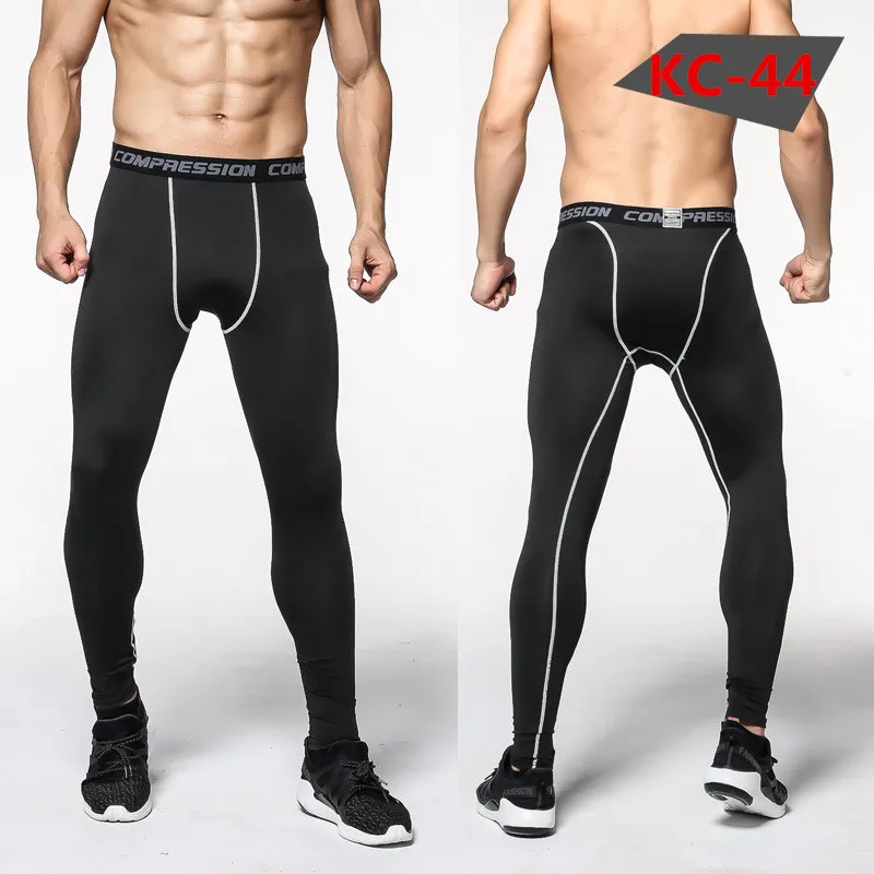 Спортивное мужское компрессионное трико, леггинсы для бега, спортивные мужские штаны для фитнеса, быстросохнущие брюки, тренировочные колготки для бега - Цвет: grey line