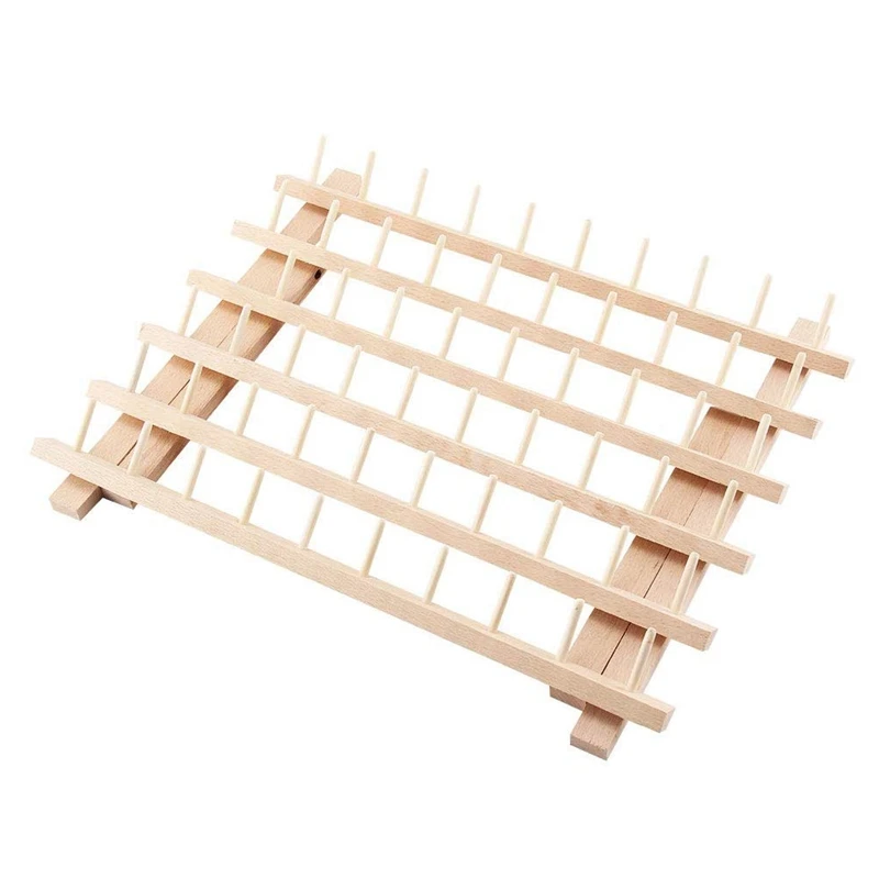 60 катушек деревянный стеллаж для ниток/держатель для ниток Органайзер с крючками для подвешивания вышивка стеганая и швейная нить
