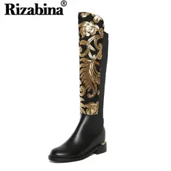 RIZABINA/размеры 34-42; женские сапоги до колена из натуральной кожи на молнии с круглым носком; Винтажная обувь для зрелых женщин; женская обувь