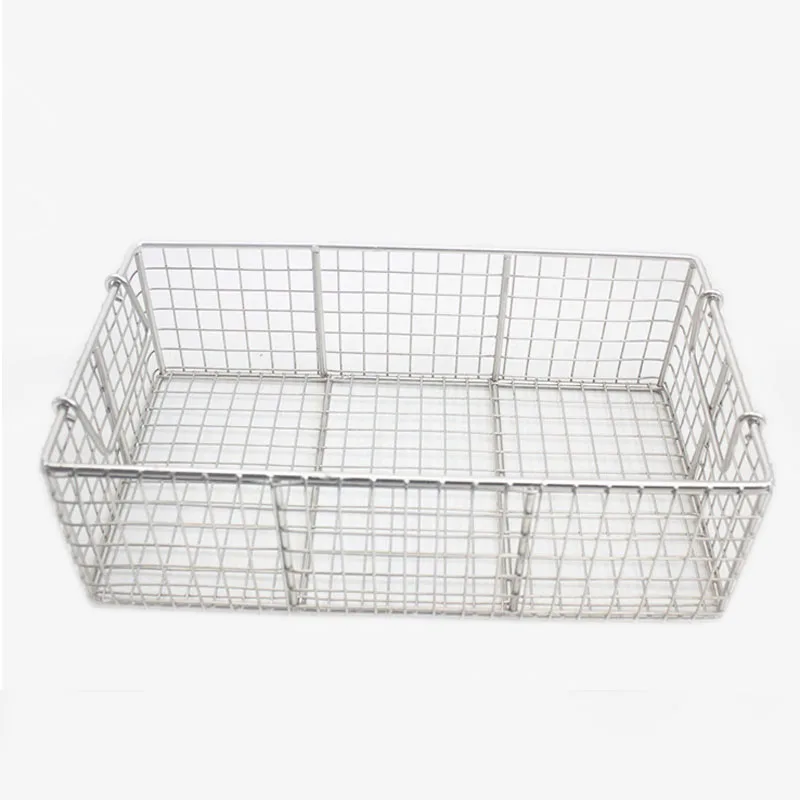 40x30x3CM 3mm hole SS304 stainless steel metal parts cleaning net dryer basket kitchen strainer box extra large ear with handle