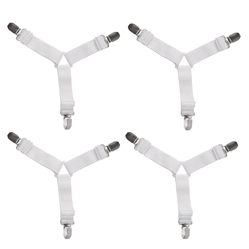  4Pcs Triangle Mattress Bed Sheet Clips Grippers Strap Suspender Fastener Holder