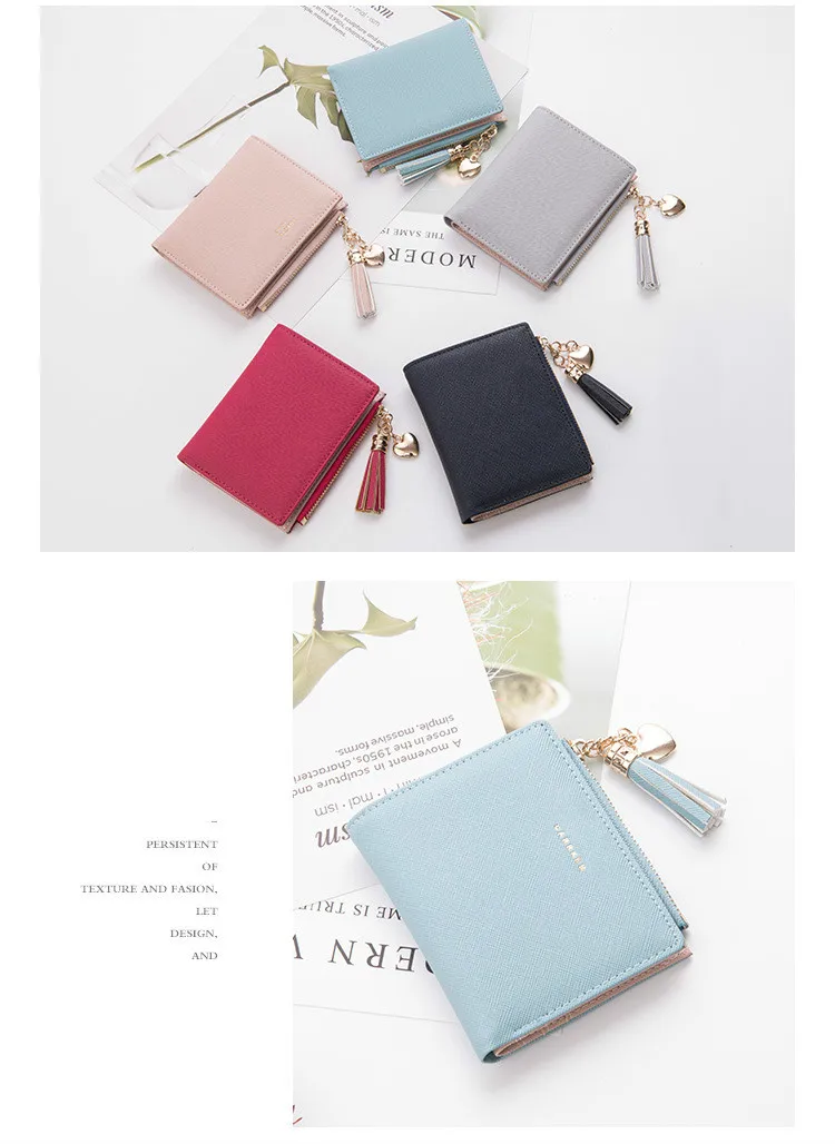 Tassel Women Wallet Small Cute Wallet Women Short Leather Women Wallets Zipper Purses Female Purse Clutch