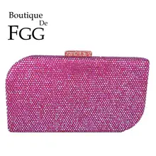 Boutique De FGG ярко-розовый цвет фуксии женский клатч с кристаллами вечерние сумочки и сумочки