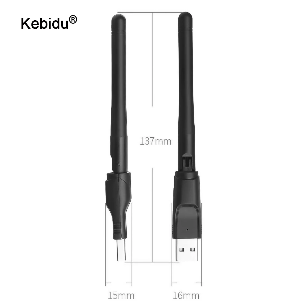 Kebidu 150 Мбит/с беспроводной USB WiFi адаптер 2,4 ГГц WLAN сетевая карта USB WiFi приемник 2 дБ Wifi антенна