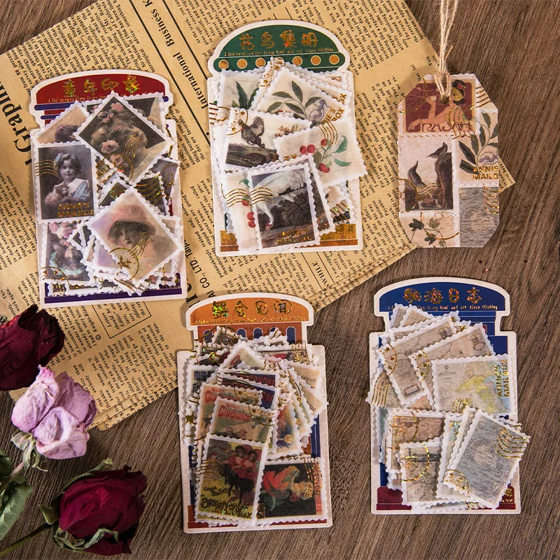 40 шт. серия почтовых ящиков Анны декоративные Ретро штампы Позолоченные стикеры s