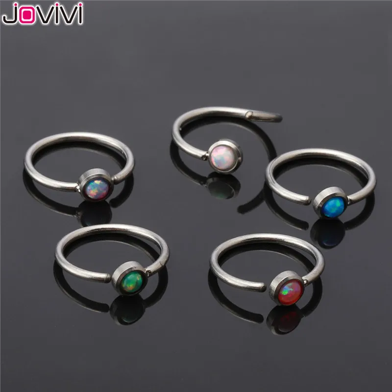 JOVIVI 5 шт. Нержавеющая сталь 0,8/20ga из искусственных волос в носу с опалом, украшение для пирсинга губ/бровей нательное пирсинг-кольцо для изготовления бижутерии Цвет комплект Mutifuction