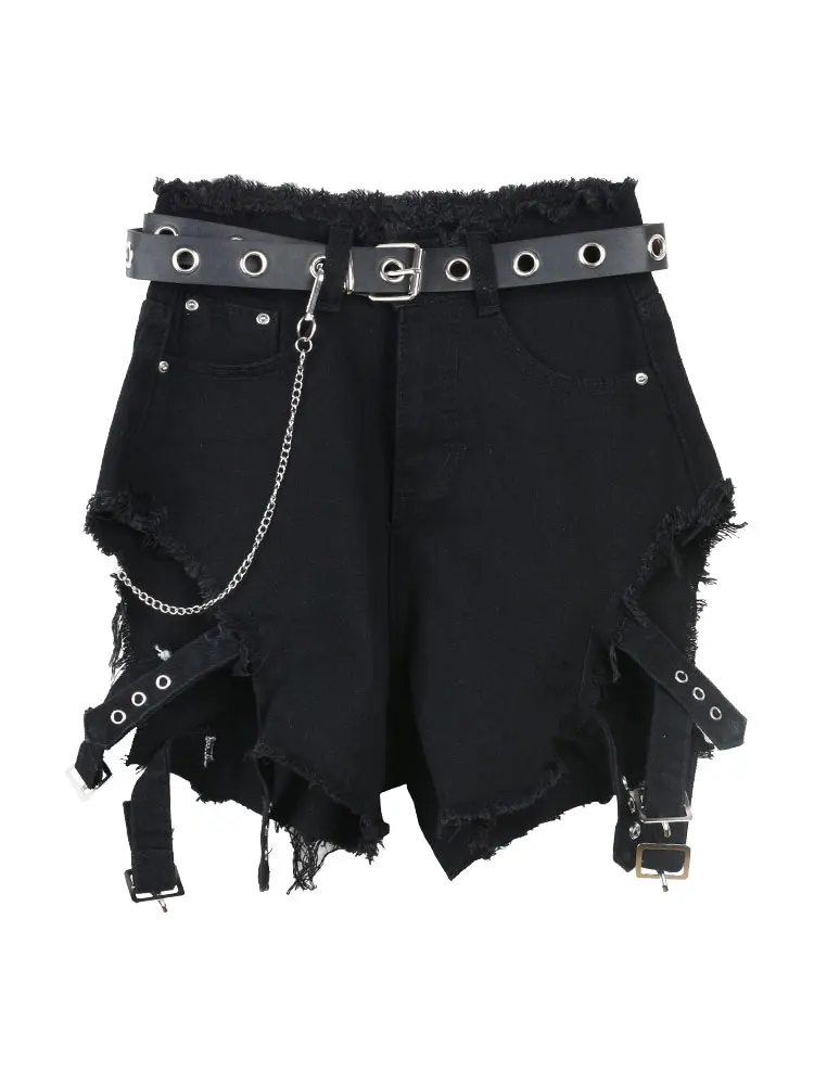 Rosetic Bandage Sexy Denim Shorts Women Streetwear Gothic Jeans Mini High Waist Lace Up Casual Zip Black Goth Club Fashion 2021 black denim shorts