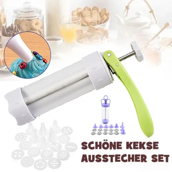 

Biscuit Cookie Icing Tools Kit Cake Decorating Press Tool Machine with 12 Molds 6 Icing Nozzles Set B99