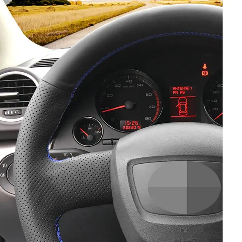 DIY черный мягкий искусственный кожаный чехол на руль для Audi S4 SEAT EXEO 2009-2012 A3(8 P) Sportback A4(B7) Avant A6(C6