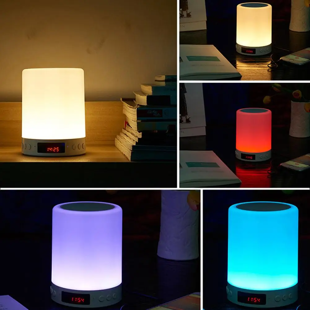 

LED Light Wireless Bluetooth Speaker FM Radio Clock Mic Stereo Music Player