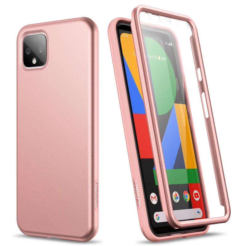 2 в 1 противоударный мягкий чехол для Google Pixel 4 XL чехол-бампер со встроенной защитной пленкой для Google Pixel 4 чехол-накладка - Цвет: rose gold